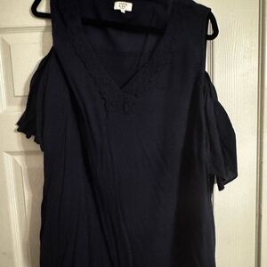 Women's Navy Blue Cold Shoulder Top